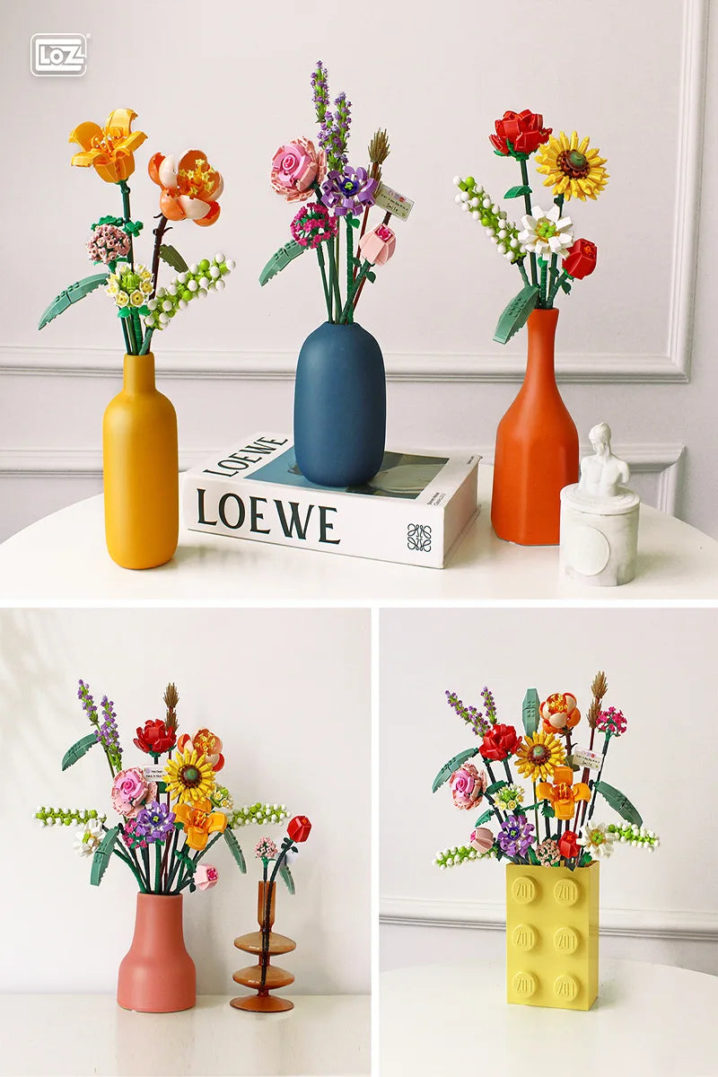 Le bouquet qui ne fane jamais 💐  Fleurs à construire 🌸
sans vase
sans box