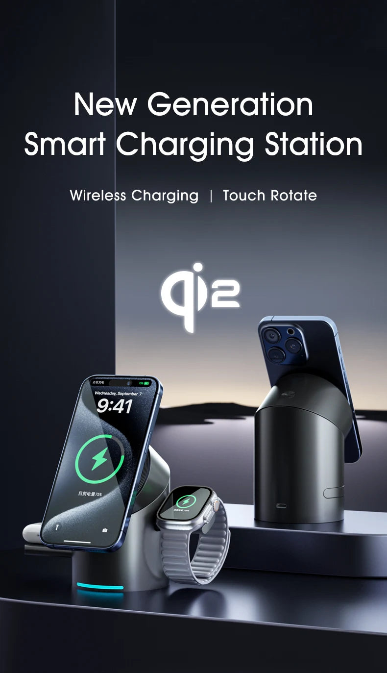 👉 Chargeur rapide Sans Fil Magnétique Qi2 3-en-1